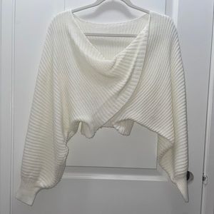 White Sweater Twisted Front